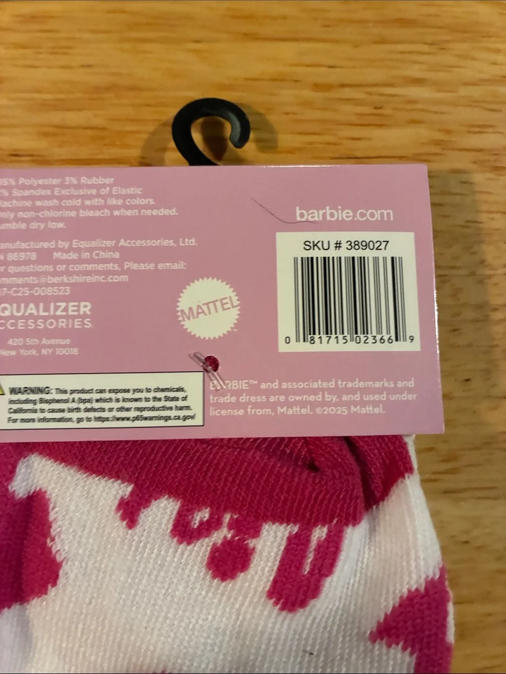 Barbie White Crew Socks with Pink Logo Silhouettes